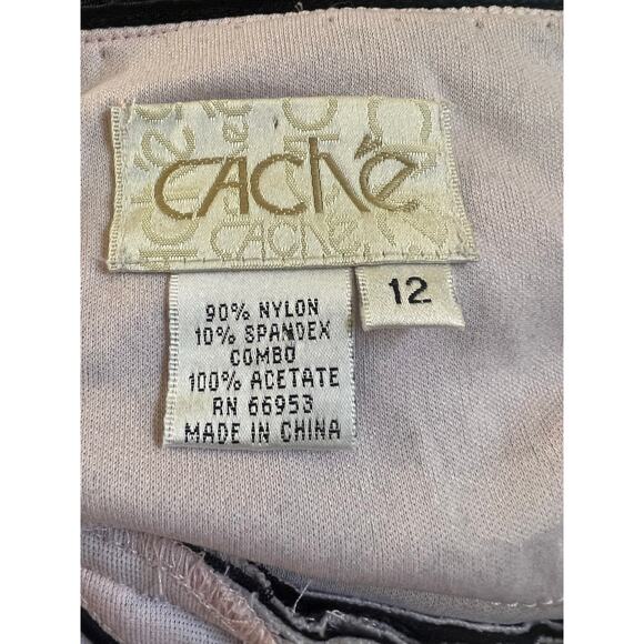 Vintage Cache Pink And Black Floral Mesh Maxi Dress With Beading Size 12 - Picture 5 of 6